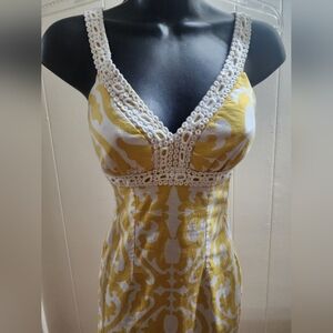 B.Darlin yellow and white dress with crochet size 5_6 stretchy fabric